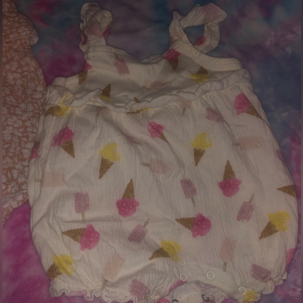 white baby girl romper with snow cone figurines and beautiful summer popsicle